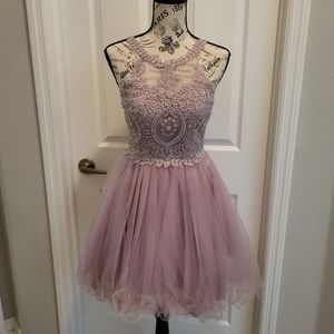 Womens Small Lavender Halter Homecoming Dress and Shawl